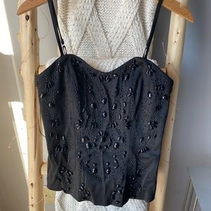 Cachè Black Corset Sweetheart neckline with gems